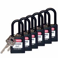 Cadenas noir de sécurité BRADY nylon Ø 6,5 mm 86,5 x 38 mm - Lot de 6