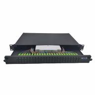 Tiroir 19" coulissant 1U 24 SCU DX G.657A2 éq. 24 trav. SCA DX 48 pigtails