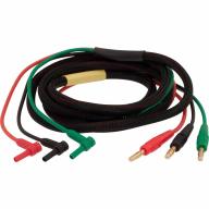Cordon cuivre banane TED 2 fiches coudées 2mm/2 fiches 4mm B/J Lg 2m