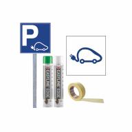 Kit panneau pour véhicules électriques - bombes + pochoir + adhésif + panneau avec pied