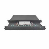 Tiroir 19" coulissant 1U 12 SCU DX OM4 équipé de 12 traversées SCU DX 24 pigtails
