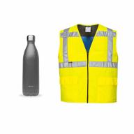 Pack Bouteille isotherme grise + gilet rafraichissant S/M