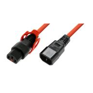 IEC LOCK - Rallonge secteur C13/C14 avec cage sur C13 - 5m orange