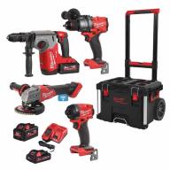 Pack Milwaukee 4 outils 18V M18FPP4E2-533P avec 2 batteries 5.5Ah + 1 batterie 3Ah + Coffret PACKOUT