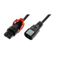IEC LOCK - Rallonge secteur C13/C14 avec cage sur C13 - 1, 5m noir