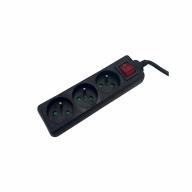 Multiprise 2P+T 3 prises avec interrupteur noir Lg 1,5m