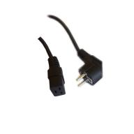 Cordon secteur 2P+T coudé/C19 droit noir - 3m