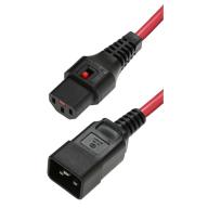 IEC LOCK - Rallonge secteur C13/C20 H05VV-F rouge - 2m