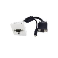 Plastron 45x45 HD15 F/F + Jack 3.5 stéréo F/F - AWG28 - 0, 20m - Connectique réseau B2B