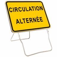 Panneau temporaire KC1 800x600 Classe 2 ''Circulation alternée'' sur pied lyonnais