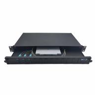 Tiroir 19" coulissant 1U 12 SCU DX OM3 équipé de 3 traversées SCU DX 6 pigtails