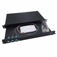 Tiroir 19" coulissant 1U 24 LCU DX OM4 équipé de 6 traversées LCU DX 12 pigtails