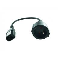 Adaptateur secteur 2P+T femelle vers C14 mâle - droit/droit - 0, 23m