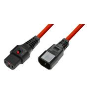 IEC LOCK - Rallonge secteur C13/C14 - 3m rouge