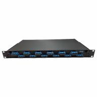 Tiroir 19" coulissant 1U 12 SCU DX multimode équipé de 3 traversées SCU DX