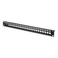Panneau de brassage RJ45 24 ports 1U blindé noir