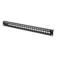 Panneau de brassage RJ45 24 ports 1U blindé noir