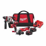 Tripack électroportatif MILWAUKEE perfo perceuse meuleuse 18V avec 2x5Ah et sac de transport