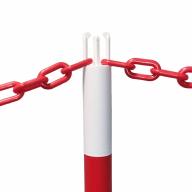 Chaine plastique Ø6mm rouge et blanc Lg 25m