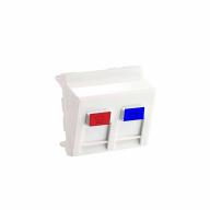 Plastron RJ45 incliné (45°) 45x45 2 ports avec volet blanc HSD