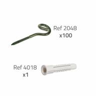 Piton d'accrochage bois Ø 8mm acier galvanisé + chevilles - Quantité 100