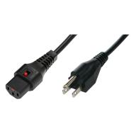 IEC LOCK - Cordon secteur 2P+T US vers C13 - Ø16 - 2m - noir