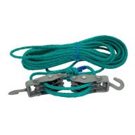 Moufles 2x3 réas diam 40 mm + corde - 300 daN