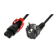 IEC LOCK - Cordon secteur 2P+T FR/C13 avec cage - 2m noir