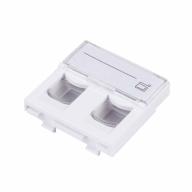 Plastron RJ45 droit 45x45 2 ports Nu blanc pour embase UPTEC