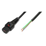 IEC LOCK - Cordon secteur C13/Dénudé - 3m noir
