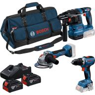 Tripack BOSCH perfo perceuse meuleuse 18V avec 2x4Ah et sac de transport