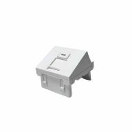 Plastron RJ45 incliné (45°) 45x45 1 port avec volet blanc HSD