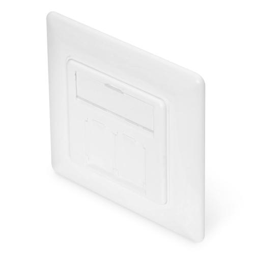 Plastron RJ45 80x80mm sortie 45° - Prise RJ45