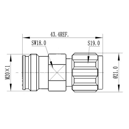 Transition 4.3/10 femelle - N mâ - Connecteur coaxial
