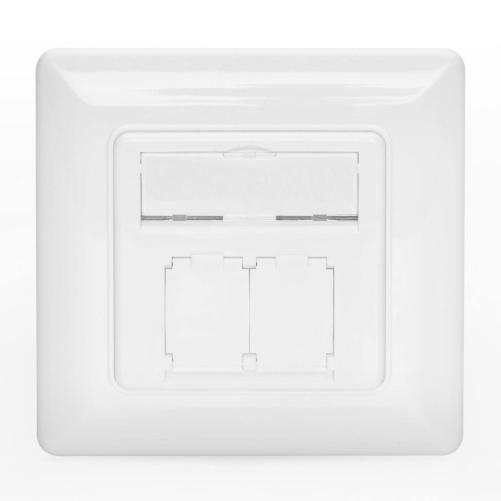 Plastron RJ45 80x80mm sortie 45° - Prise RJ45