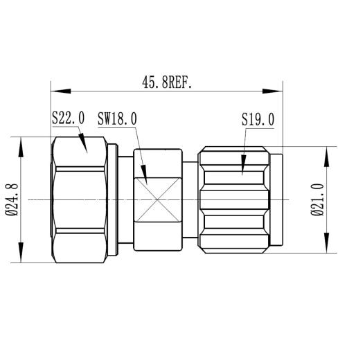 Transition N mâle - 4.3/10" mâle - Connecteur coaxial